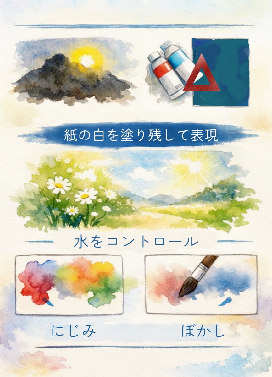 透明水彩によるにじみと透明感の表現