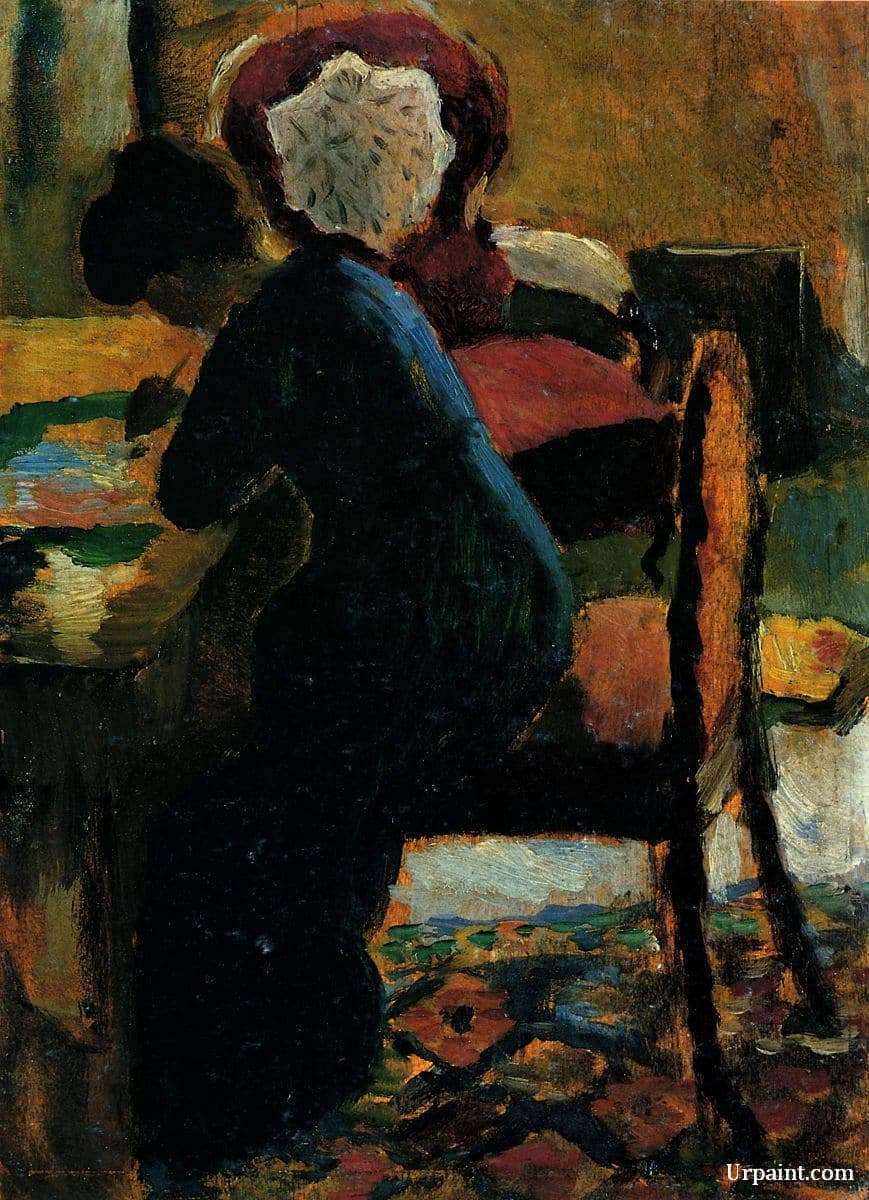 アウグスト・マッケ『Elisabeth at the Table』の彩度アクセント