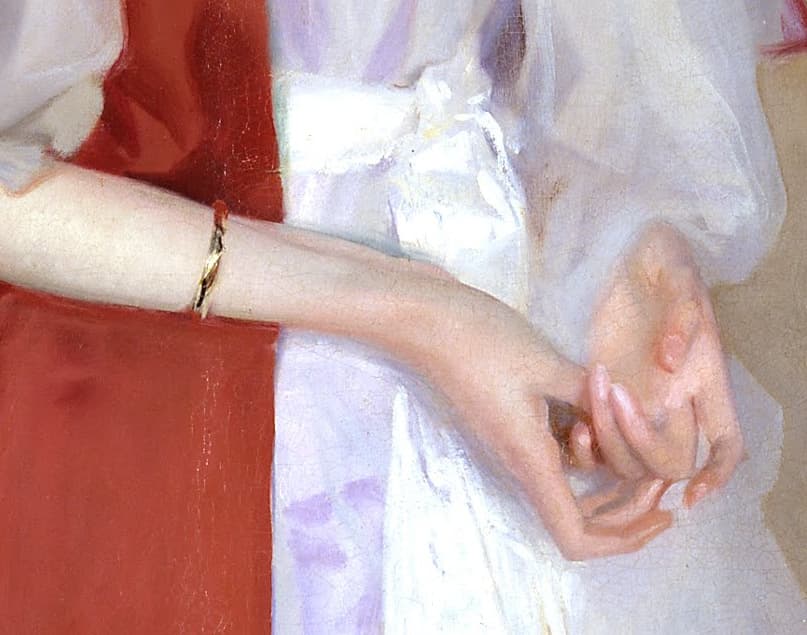 『ロバート・ハリソン夫人の肖像』手元の部分拡大